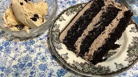 Chocolate layer cake slice